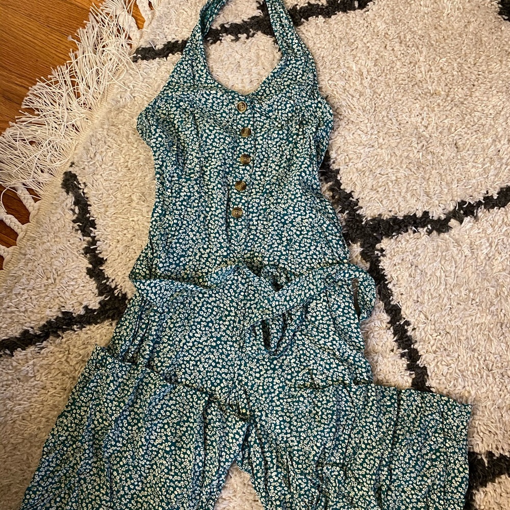 Green Floral Jumpsuit